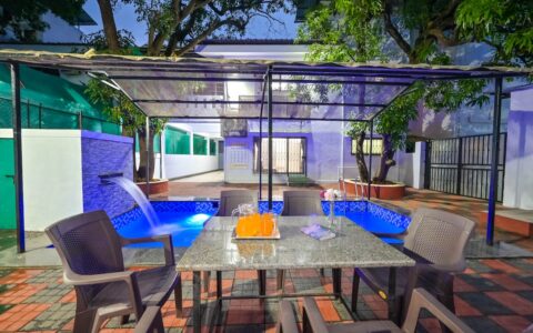 Hideaway 4 Bhk Villa - View of Pool Area in Evening
